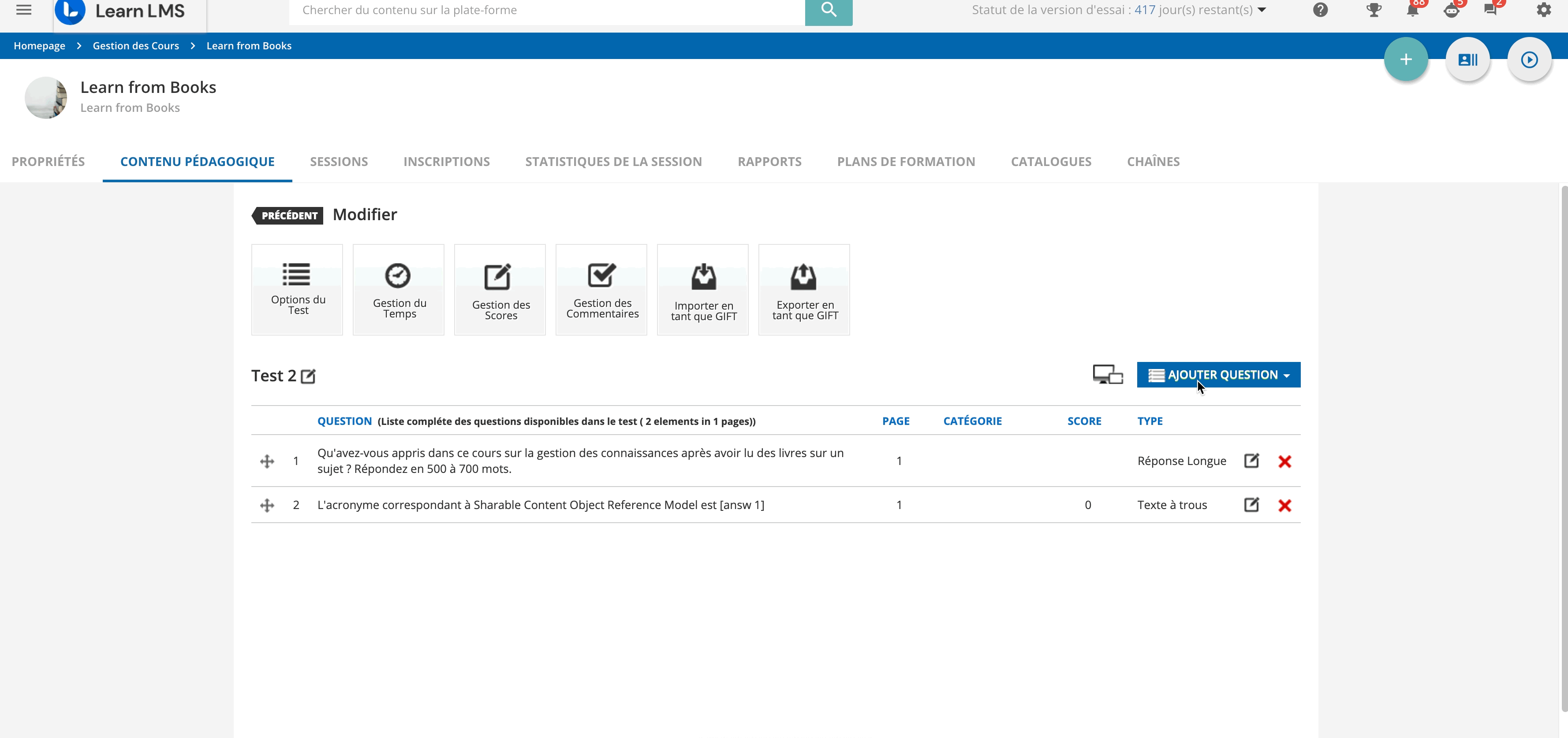 Type de Question Sélectionnez la Bonne Réponse