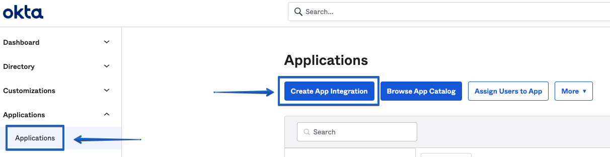 Create Application in Okta