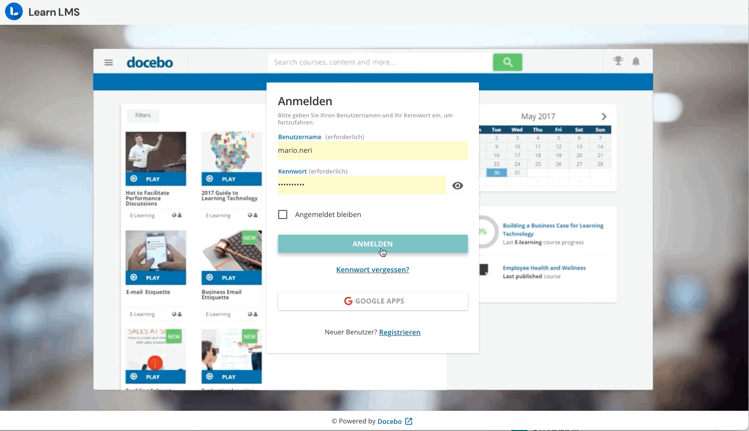 Anmelden bei der Plattform
