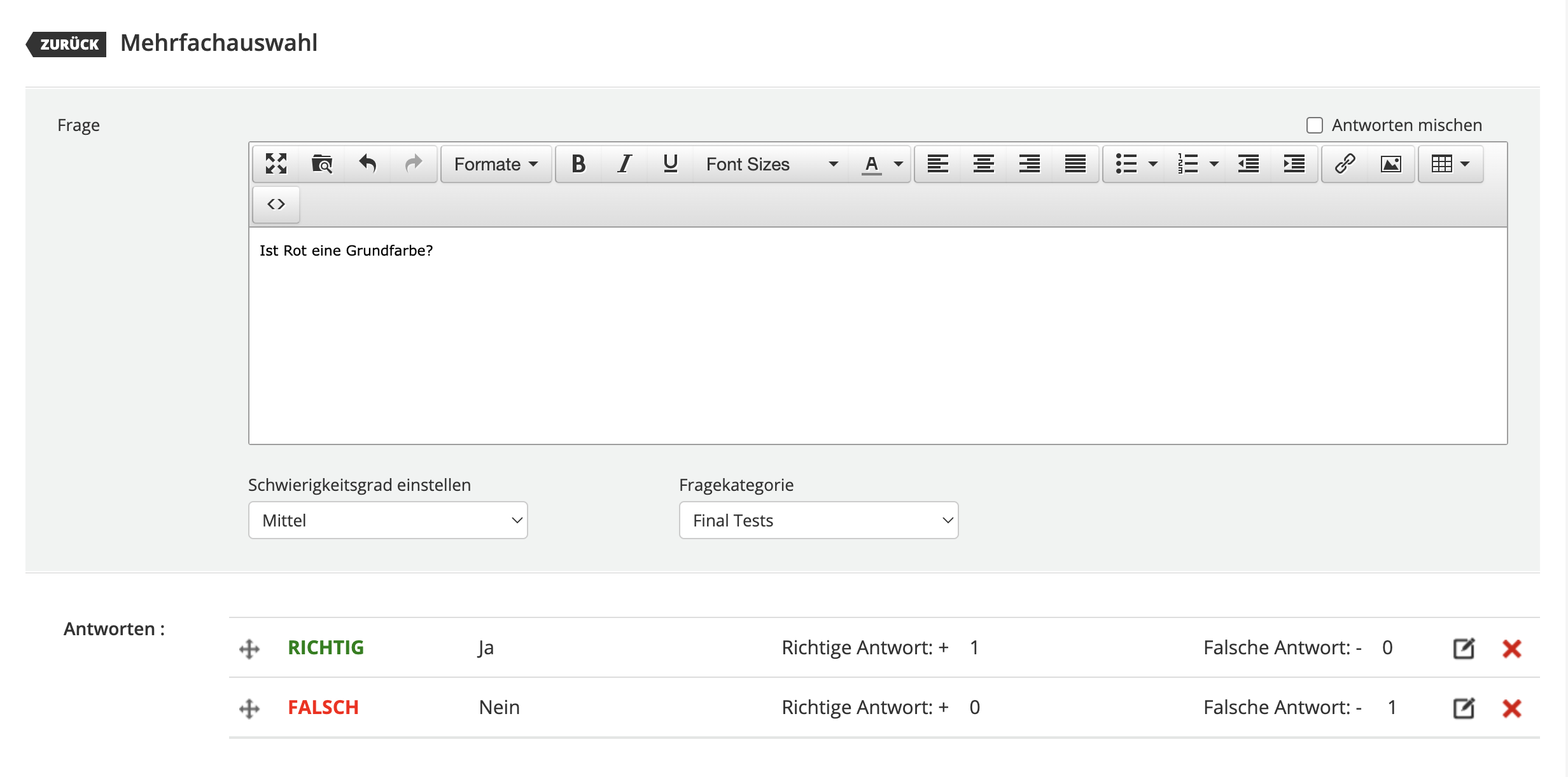 Punkte für Antworten
