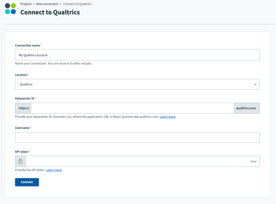 Configuring the Qualtrics connector